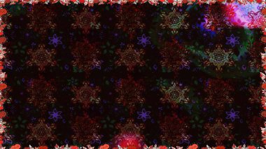 Hediye ambalaj kağıdı, tebrik kartları, posterler ve pankart tasarımı. Siyah ve kahverengi renkte çiçekler. Raster düz çiçekleri pürüzsüz desen.