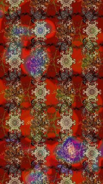 Raster illüstrasyonu. Anti-stres için soyut örnek sayfası. Kahverengi, kırmızı ve bej renklerde.