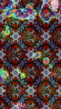 Raster illüstrasyonundaki çiçek desenli çizim. Kahverengi, gri ve kırmızı renkte çiçekler.