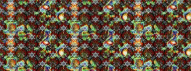 Raster illüstrasyonu. Kahverengi, yeşil ve gri renklerde güzel bir tekstil. Suluboya çiçekli çiçek deseni.