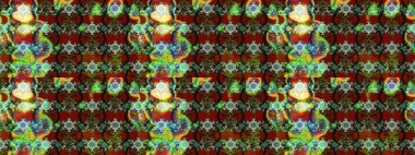 Raster Çiçek İllüstrasyonu güzel tekstil. Yeşil, kahverengi ve kırmızı renkte etnik çiçeklerle süslenmiş zarif eskiz deseni.