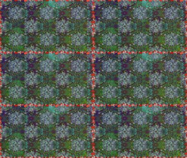 Gömlek baskısı için çiçek boyası. Yeşil ve gri renkli çiçekler. Çiçeksiz desenli arka plan.