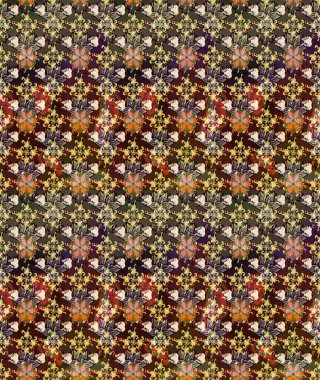 Kahverengi renkli etnik çiçeklerin olduğu zarif bir eskiz modeli. Raster Çiçek İllüstrasyon Şirin Tekstil.