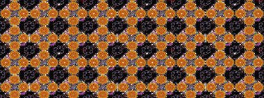 Çiçek çelengi. Güzel, parlak, pürüzsüz kumaş, tuval. Desen, çizim, çiçek sınırı. Eski moda arka plan. Kıvırcık, parlak örgü. Raster illüstrasyonu.