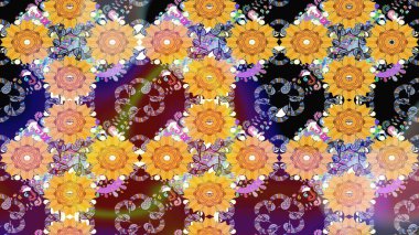 Tekstil veya kitap kapakları, imalat, duvar kağıtları, baskı, hediye paketi ve yapıştırma kitabı için çiçek eskizi geçmişi. Küçük çaplı çiçeklerdeki basit şirin desenler. Raster illüstrasyonu.