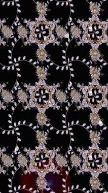 Siyah, nötr ve kahverengi renklerde bahar çiçekleri. Raster illüstrasyonu. Raster çiçek desenli ve çiçekli..