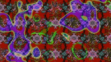 Nazik, narin çiçek arkaplanı. Kahverengi, kırmızı ve yeşil renkte çiçekler. Raster çiçek desenli ve çiçekli..