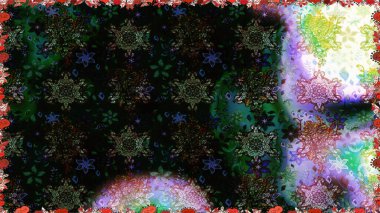 Siyah ve gri renkli çiçekler. Çiçekli karalama şeklinde Raster çiçek deseni. Nazikçe, güzel çiçek arkaplanı..