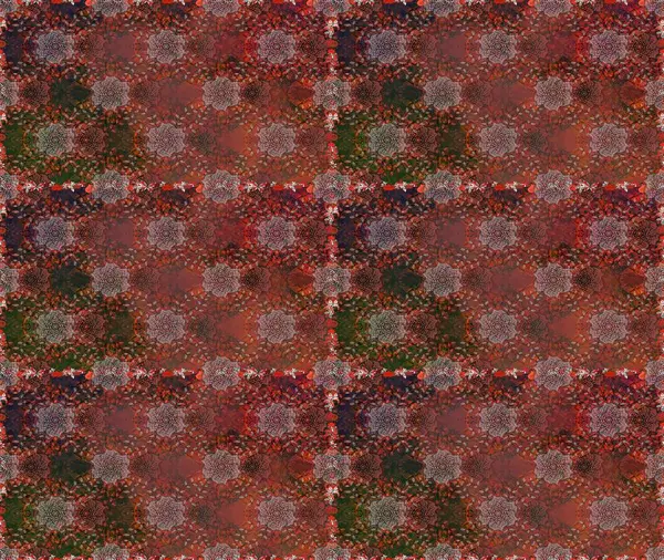 Çiçeksiz desenli, suluboya elle çizilmiş elementler. Parlak renkli fantezi çiçekleri, yapraklar, kahverengi renkli tomurcuklar, kahverengi.