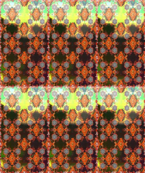 Kahverengi ve gri zarif küçük çiçekler ve kahverengi ve gri renkli komik böcekler, raster desen, illüstrasyon.