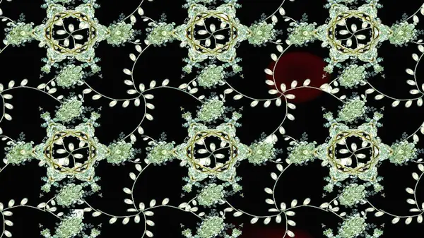 Siyah, nötr ve yeşil renkli çiçekler. Renkli Bahar Teması eskiz kalıbı. Raster illüstrasyonu. Asya tekstil tarzında. Çiçek desenli çizim. Düz Çiçek Elementleri Tasarımı.