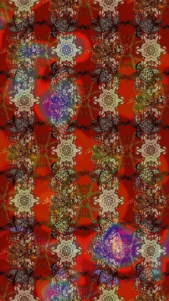 Raster illüstrasyonu. Anti-stres için soyut örnek sayfası. Kahverengi, kırmızı ve bej renklerde.