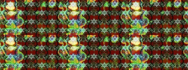 Raster Çiçek İllüstrasyonu güzel tekstil. Yeşil, kahverengi ve kırmızı renkte etnik çiçeklerle süslenmiş zarif eskiz deseni.