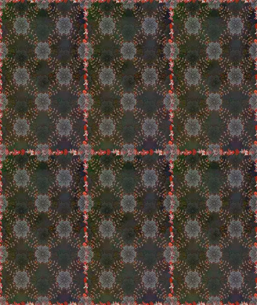 Raster illüstrasyonu. Raster illüstrasyonu. Şirin karalama çiçekleri olan kusursuz çiçek desenleri. El yapımı çiçek ve bitki koleksiyonu. Eskiz stili gri ve kahverengi renklerde.