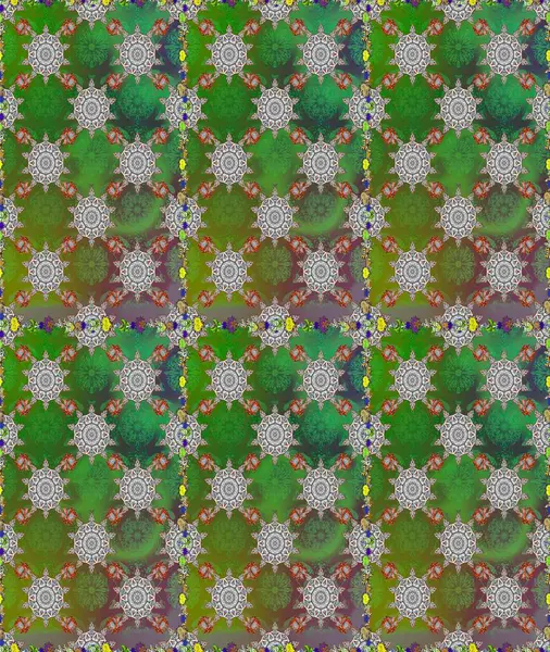 Güzel kumaş deseni. Raster illüstrasyonu. Karalama çiçeği. Renkli Bahar Temalı Kusursuz Arkaplan. Düz Çiçek Elementleri Tasarımı. Zentangle soyut çiçekleri.