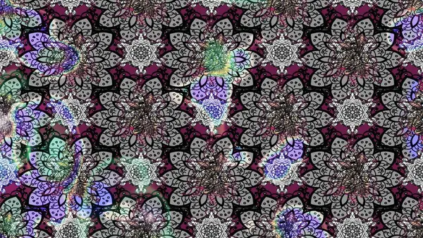 Raster illüstrasyonu. Tekstil veya kitap kapakları, imalat, duvar kağıtları, baskı, hediye paketi ve yapıştırma kitabı için çiçek eskizi geçmişi. Küçük ölçekli çiçeklerdeki basit sevimli desen.