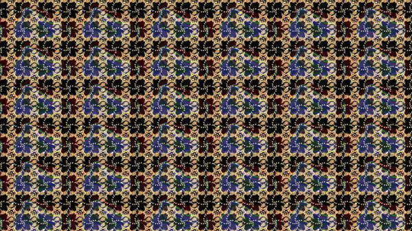 Raster skeci. Siyah, kahverengi ve bej renkli şirin çiçekler. Moda baskısı, albüm, ambalaj kağıdı ve duvar kağıdı için zarif dekoratif süslemeler. Küçük çiçekli basit bir çiçek çizimi..