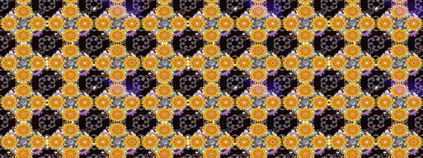 Çiçek süslemeli çizim deseni. Raster illüstrasyonu. Sarı renkte çiçekler.