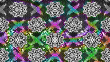 Renkli Bahar Teması eskiz kalıbı. Süslü kumaş deseni. Düz Çiçek Elementleri Tasarımı. Raster illüstrasyonunda çiçek deseni çizimi.