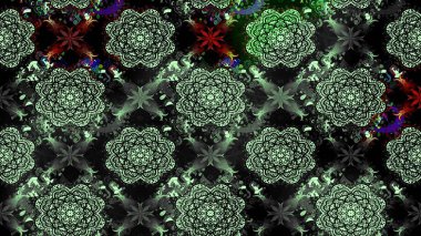 Renkli çizim kalıbı. Çiçek duvar kâğıdı. Siyah renkli şirin tekstil. Çiçek arkaplan. Raster illüstrasyonu.