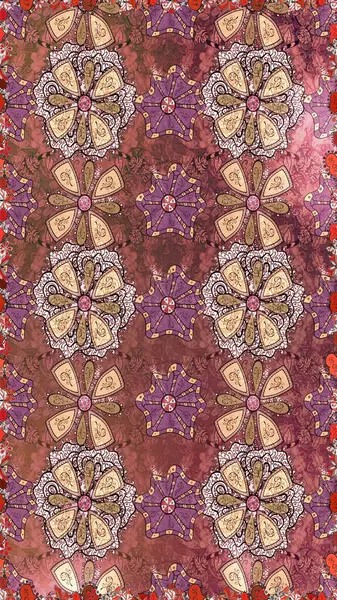 Düz Çiçek Elementleri Tasarımı. Kusursuz Chichi kumaş deseni. Renkli Bahar Temalı Kusursuz Arkaplan. Çiçek deseni. Raster illüstrasyonu.