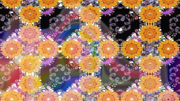 Raster hisseleri. Suluboya, elle çizilmiş. Eskiz arkaplan modeli. Sarı üzerine çiçekler..