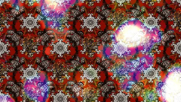 Raster illüstrasyonundaki çiçek desenli çizim. Çiçekler kahverengi, kırmızı ve gri renklerde.