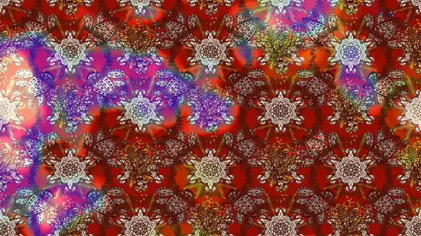 Soyut etnik raster çizim kalıbı. Kabile sanatı boho baskısı, klasik çiçek arkaplanı. Arkaplan dokusu, duvar kağıdı, çiçek teması kahverengi, kırmızı ve mor renkler.