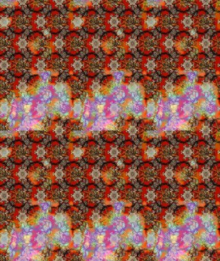 Çiçekler. Vadinin çiçekleri kahverengi renklerde. Soyut etnik raster çizim kalıbı.