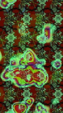 Renkli Bahar Teması eskiz kalıbı. Yeşil, kahverengi ve kırmızı renkte zarif çiçekli suluboya. Raster illüstrasyonu. Düz Çiçek Elementleri Tasarımı.