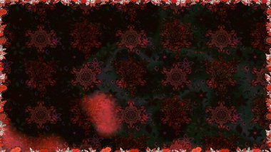 Raster illüstrasyonu. Şirin çiçekli kusursuz desen ve siyah ve kahverengi renkli yapraklar, suluboya çiçek deseni, duvar kağıdı, kart veya kumaş için fayanslı.