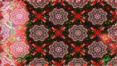 Renkli Yaz Temalı Kusursuz Arkaplan. Düz Çiçek Elementleri Tasarımı. Güzel kumaş deseni. Raster illüstrasyonunda trendsiz çiçek deseni.