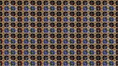 Raster skeci. Siyah, kahverengi ve bej renkli şirin çiçekler. Moda baskısı, albüm, ambalaj kağıdı ve duvar kağıdı için zarif dekoratif süslemeler. Küçük çiçekli basit bir çiçek çizimi..