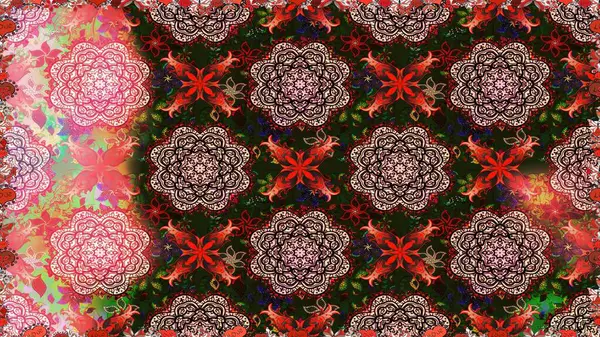 Renkli Yaz Temalı Kusursuz Arkaplan. Düz Çiçek Elementleri Tasarımı. Güzel kumaş deseni. Raster illüstrasyonunda trendsiz çiçek deseni.