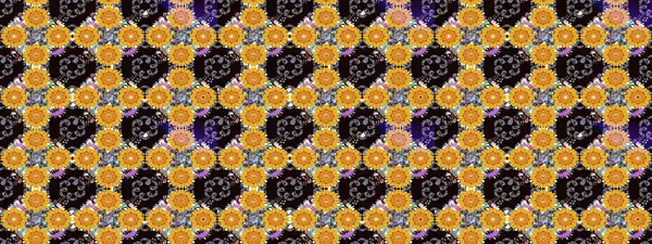 Çiçek süslemeli çizim deseni. Raster illüstrasyonu. Sarı renkte çiçekler.