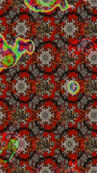 Çiçekler kahverengi, kırmızı ve gri renklerde. Raster illüstrasyonunda çiçek deseni çizimi.