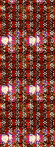 Raster illüstrasyonundaki çiçek desenli çizim. Kahverengi, kırmızı ve siyah renkte çiçekler.