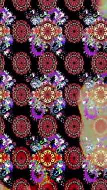 Renkli unsurlarla hareketli arka plan görüntüleri. Çiçekler. Eski model. Bayrak tarzı. Video kaydı. Şablon. Döngü. Kusursuz.. 