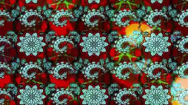 Renkli unsurlarla hareketli arka plan görüntüleri. Çiçekler. Eski model. Bayrak tarzı. Video kaydı. Şablon. Döngü. Kusursuz.. 