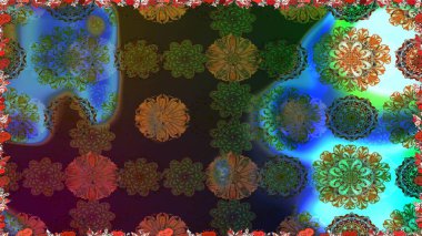 Çiçek deseni. Düz Çiçek Elementleri Tasarımı. Renkli Bahar Temalı Kusursuz Arkaplan. Kusursuz Chichi kumaş deseni. Raster illüstrasyonu.