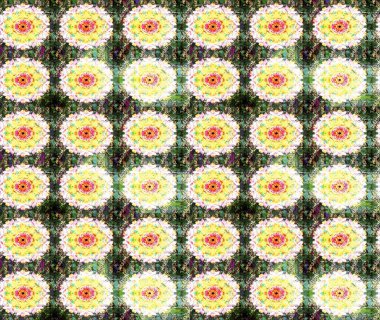 Düz Çiçek Elementleri Tasarımı. Süslü kumaş deseni. Renkli Bahar Teması eskiz kalıbı. Raster illüstrasyonunda çiçek deseni çizimi.