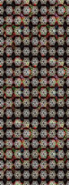 Siyah renkli etnik çiçeklerle süslenmiş zarif bir eskiz şekli. Raster Çiçek İllüstrasyon Şirin Tekstil.