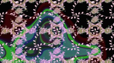 Renkli Bahar Teması eskiz kalıbı. Raster illüstrasyonundaki çiçek desenli çizim. Düz Çiçek Elementleri Tasarımı. Siyah, nötr ve yeşil renkte çiçekler.