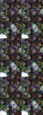 Gri renkli etnik çiçekli zarif eskiz deseni. Asya Tekstil 'inde Raster Çiçek İllüstrasyonu.