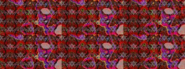 Kahverengi, kırmızı ve siyah renkte çiçekler. Çizim çiçek deseni duvar kâğıdı olarak kullanılabilir. Raster illüstrasyonu.