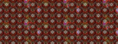 Kahverengi, kırmızı ve siyah renkli bitkilerden oluşan parlak çiçekli çizim deseni.