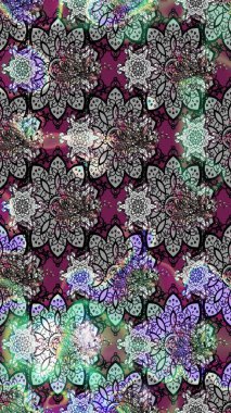 Çiçek deseni. Şatafatlı bahar bahçesi dokusu. Gri renkli çiçek çizimi. Gri renkli çiçekler. Raster illüstrasyonu.