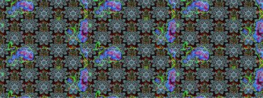 Düz Çiçek Elementleri Tasarımı. Güzel çiçek deseni. Renkli Bahar Teması eskiz kalıbı. Mavi renkte çiçekler.