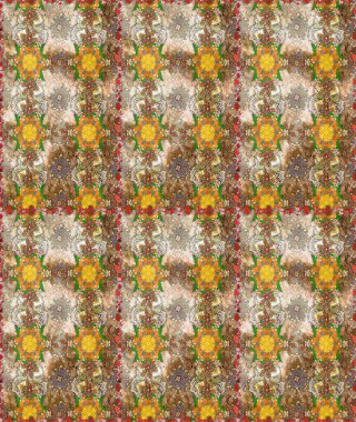 Halk tarzı. Modern çiçek arkaplanı. Moda baskıları için zarif bir şablon. Parlak renkli çiçekleri ve bej renkli yaprakları olan harika bir çiçek deseni..