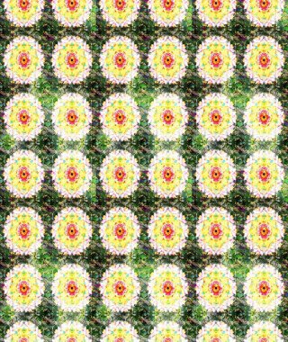 Küçük çiçekli yay deseni çiz. Suluboya tarzında yeşil renkte. Raster illüstrasyonu.